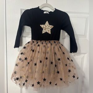 Petite Hailey Girls Black & Gold Star Tutu Dress - size 6